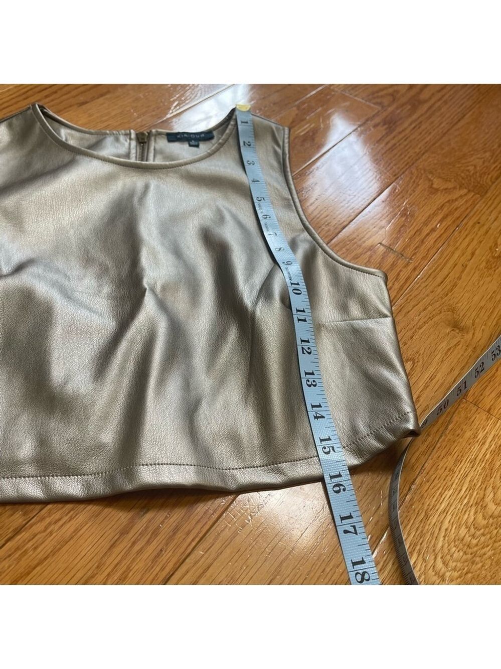 Kirious Women's Metallic Faux Leather Crop Top Trendy silver Sz L - Picture 7 of 11